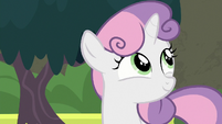 Sweetie Belle smiling happily S8E6