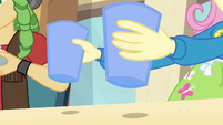 Fluttershy banging cups on the table EG