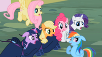 Main cast and Rainbow Dash "a little?!" S02E08