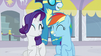 Rarity and Rainbow smiling S5E15