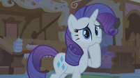 Rarity with hoof in mouth S1E09