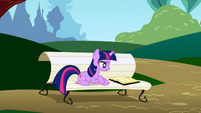 Twilight looking at her book.