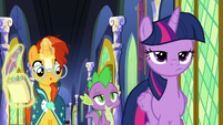 Twilight unamused by Spike's bragging S8E8