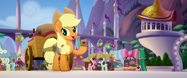 Applejack offering cider to her friends MLPTM