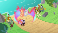 Autumn Blaze shields ponies in ring of fire S8E23
