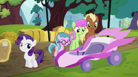 Filly Rarity and her Applewood Derby cart S6E14