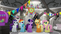 Main ponies surrounded by decorations MLPRR