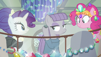 Maud Pie puts Boulder up to her ear S6E3