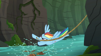 Rainbow Dash with rope in her teeth S6E13