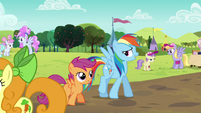 Rainbow and Scootaloo at the Sisterhooves Social S5E17