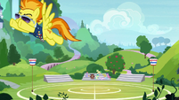 Spitfire flies away from the buckball field S8E15