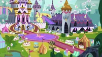Wide view of Canterlot Castle courtyard S9E24