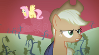 Applejack singing while Fluttershy looks down S4E07