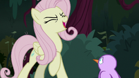 Fake Fluttershy laughing at the bird S8E13