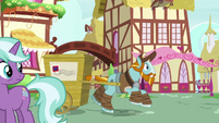 Rockhoof pulling a mail cart S8E21