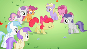 Students gathering around Apple Bloom S2E06