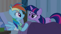 Twilight scrutinizes "sleeping" Rainbow Dash S2E16