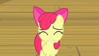 Apple Bloom with her eyes shut nervously S4E17