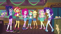 Equestria Girls turn to face the mess hall doors EG4