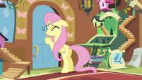 Fluttershy looking through peephole S4E16