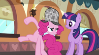 Pinkie Pie about to reveal the clues S2E24