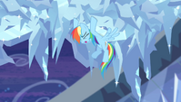 Rainbow Dash trying to slow the cloud down S4E24