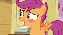 Scootaloo blushing with embarrassment S7E21