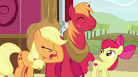Applejack groans and face-hoofs S6E23