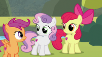 Cutie Mark Crusaders looking at each other S8E6