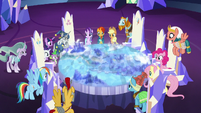 Mane Six and Pillars gather in Twilight's throne room S7E26
