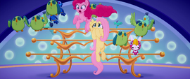 Pinkie bounces through Fluttershy's orchestra MLPTM