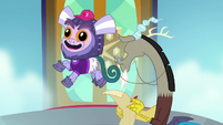 School marmoset floats next to Discord S8E15