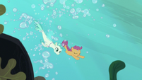 Scootaloo and Terramar splash into the water S8E6