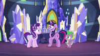 Twilight Sparkle gives Starlight a nervous laugh S7E10