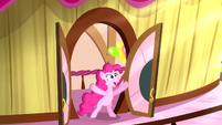 Pinkie Pie pushing balcony doors open S4E12