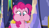 Pinkie Pie with puffed-up cheeks S6E21