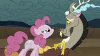 Pinkie looking at Discord S2E02