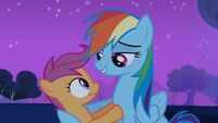 Rainbow Dash telling Scootaloo not to get into trouble S3E6