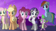 The main cast beholding Twilight Sparkle's transformation into an Alicorn S3E13