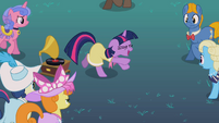 Sweetie Drops backs away from Twilight.