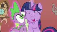 Twilight hugging Spike S2E02