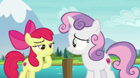 Apple Bloom and Sweetie Belle getting an idea S7E21
