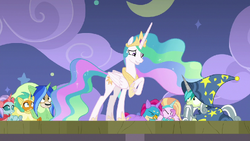 Celestia looking embarrassed at Young Six S8E7