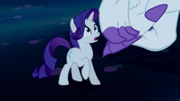 Giant Angel stomps next to Rarity S5E13