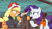 Rarity tries to talk to Applejack S6E22