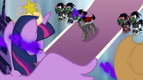 Sombra looking up at the Mane Six S9E1