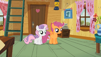 Sweetie Belle & Scootaloo hear Apple Bloom S2E12