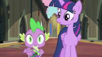 Twilight and Spike looking surprised S4E06