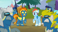 Wonderbolts laughing with Rainbow Dash S6E7