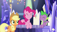 Applejack and Spike amused by Pinkie S9E14